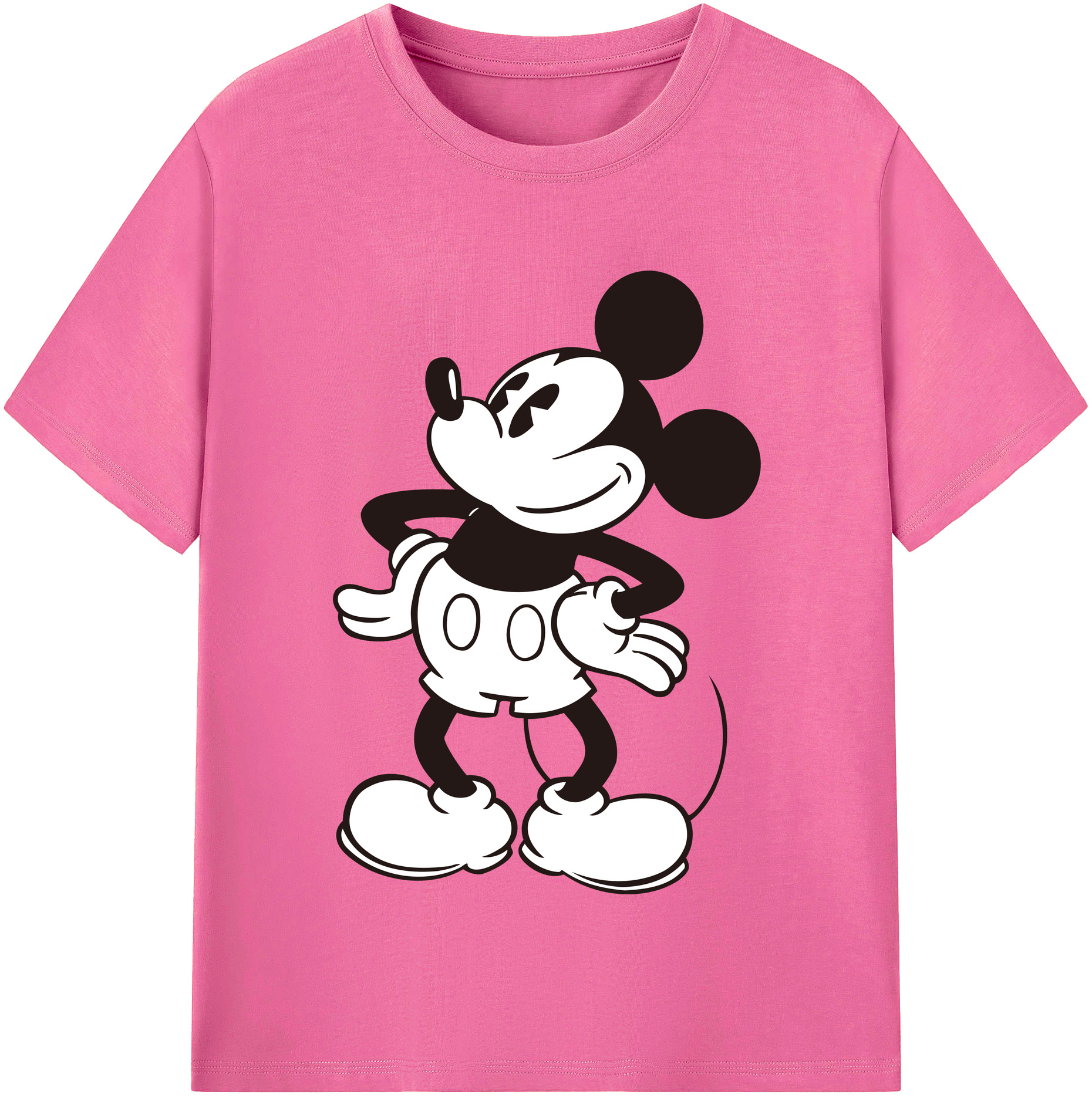 （画像用） ミッキーマウス Mickey Mouse レディースカジュアルプリントTシャツ（綿100％）
